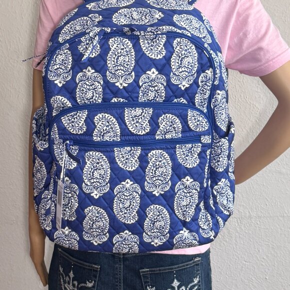 Vera Bradley Bancroft Backpack in Iconic Paisley Deep Ultramarine NWT - Picture 6 of 10